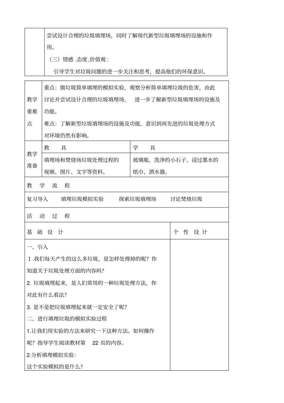 教科版六年级下册科学垃圾的处理教学设计_第2页