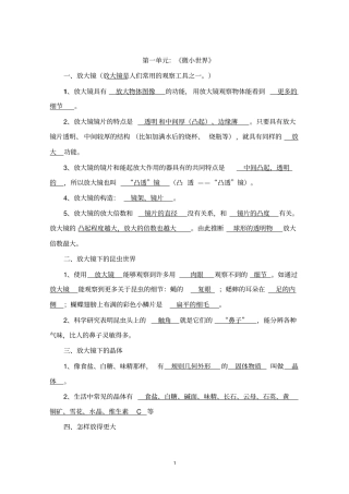 教科版六年级下册科学复习资料汇总