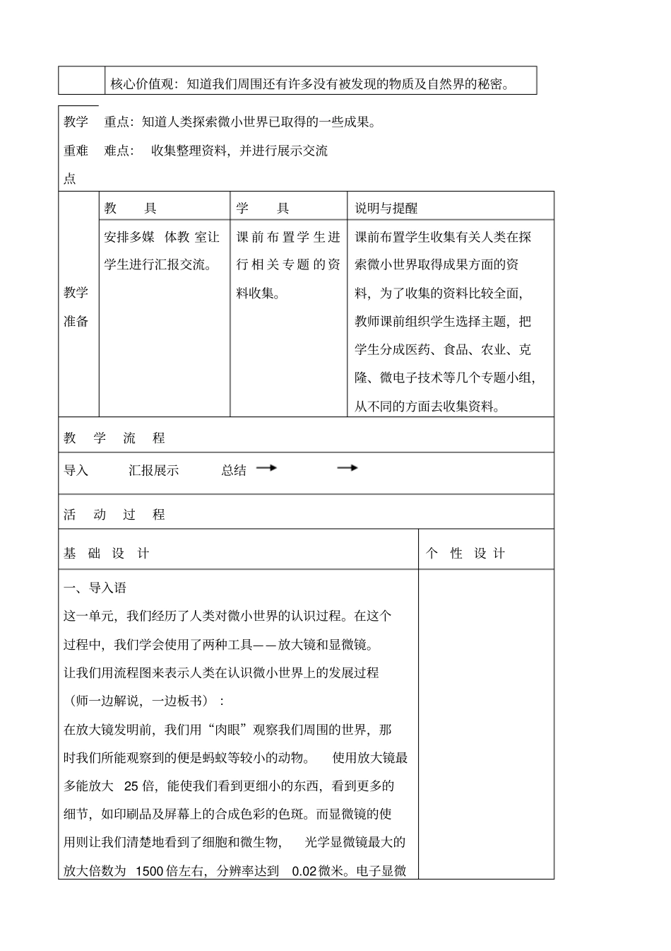教科版六年级下册科学微小世界和我们1教学设计_第2页