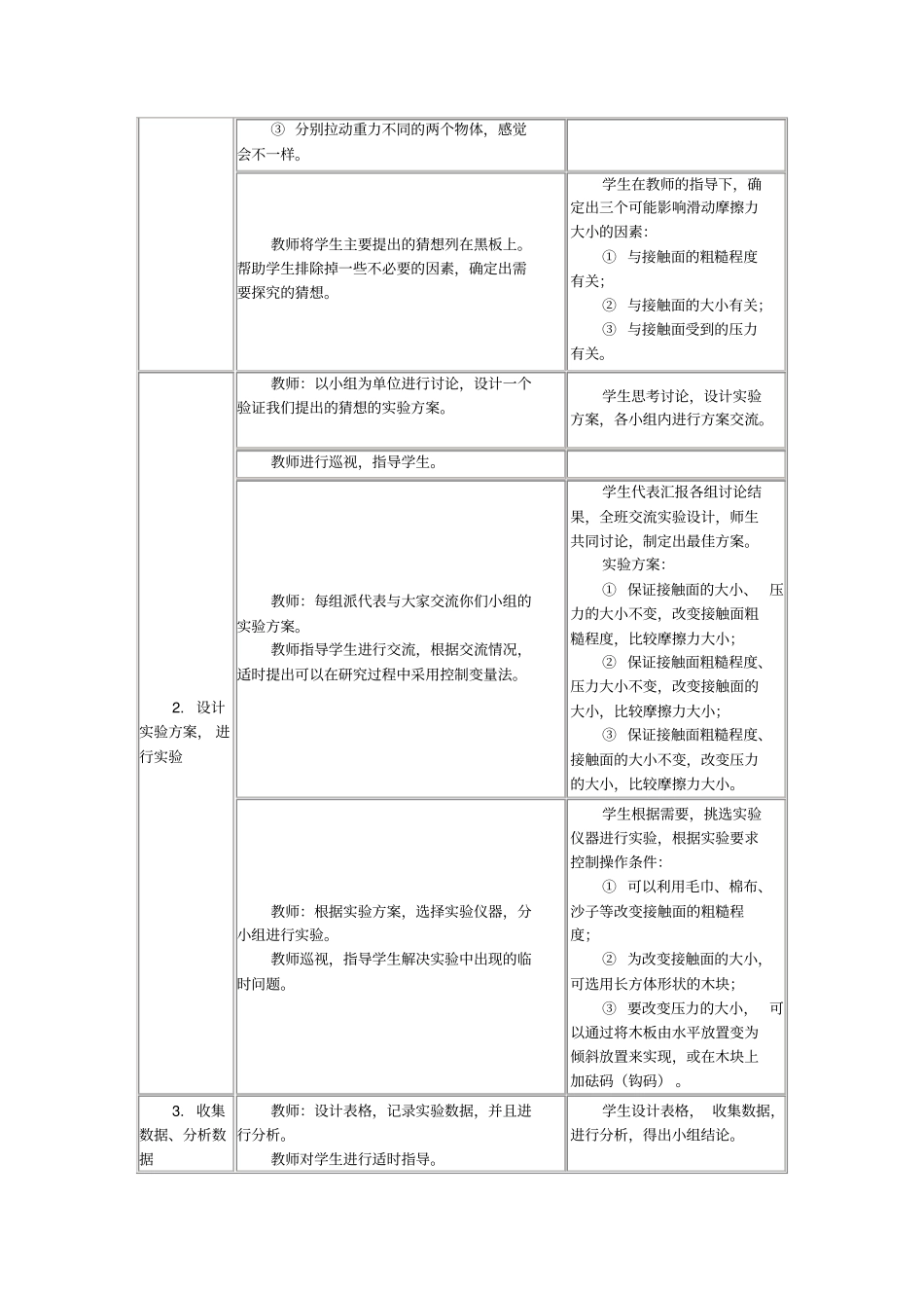 教科版初中物理八年级下册力：摩擦力教学设计附反思_第3页
