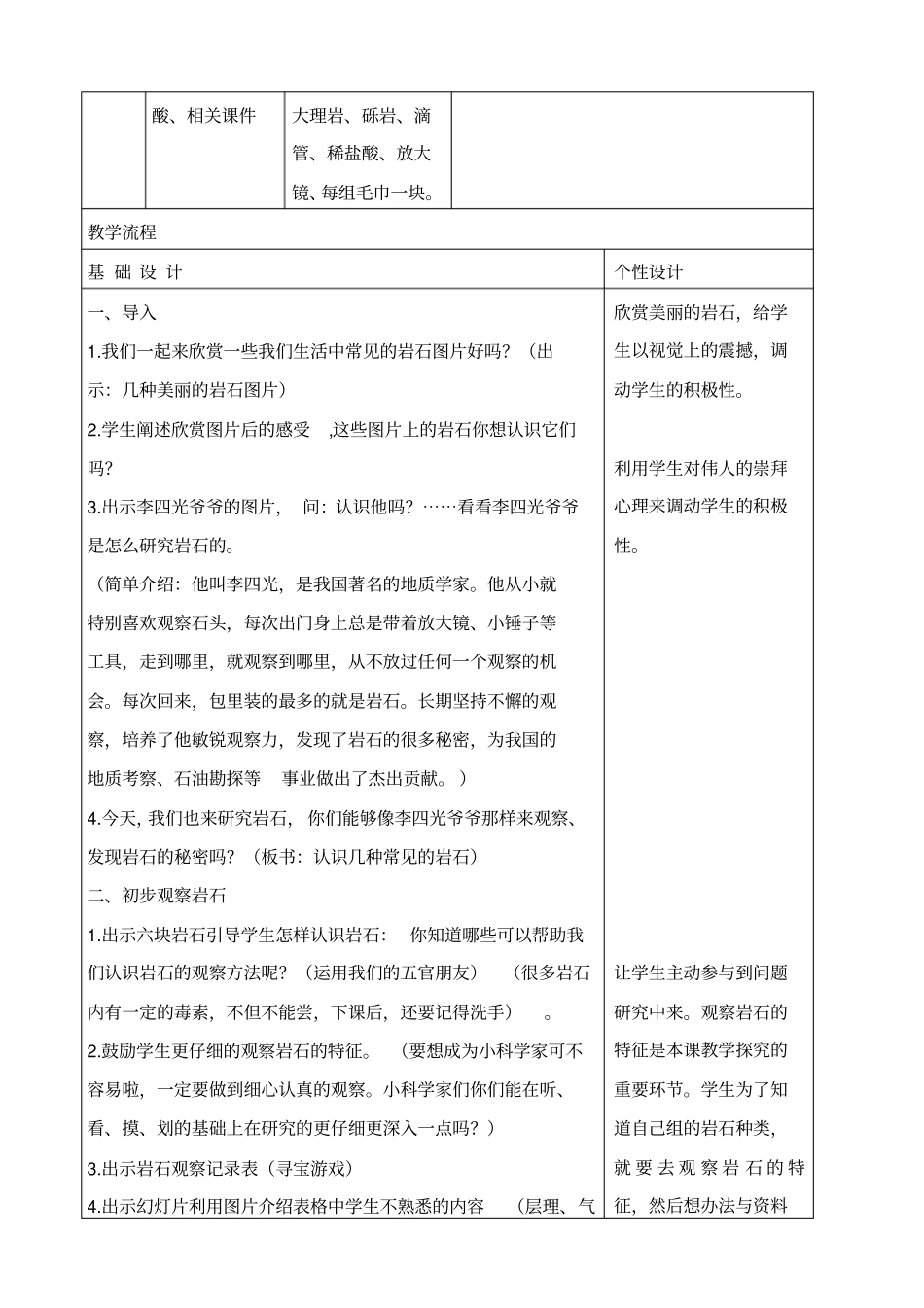 教科版四年级下册科学认识几种常见的岩石2教学设计_第2页