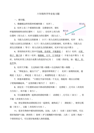 教科版科学六年级毕业复习题