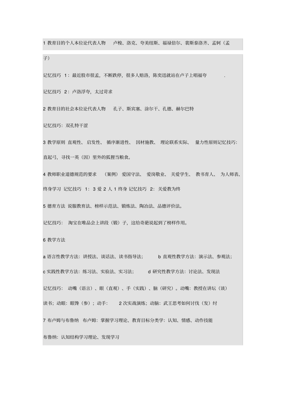 教育知识记忆口诀_第1页