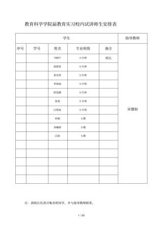 教育科学学院2018届教育实习校内试讲师生安排表