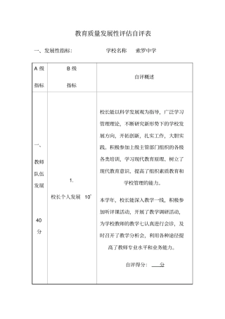 教育质量发展性评价自评表