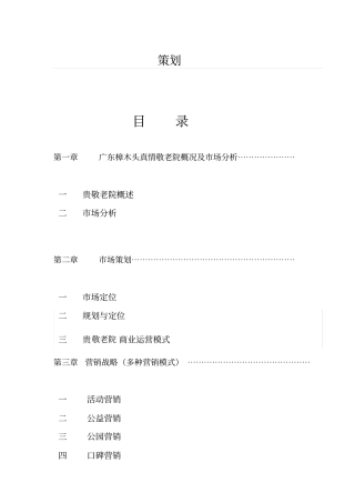 敬老院项目营销策划案