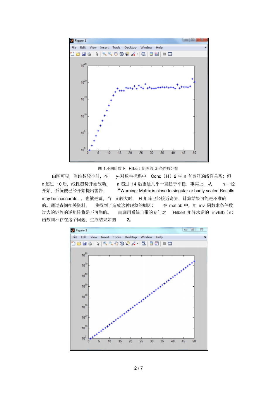 数值分析试验报告——Hilbert矩阵的求解_第2页