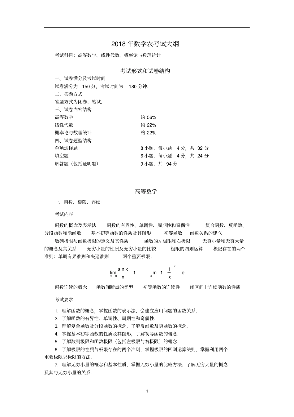 数学农考试大纲_第1页