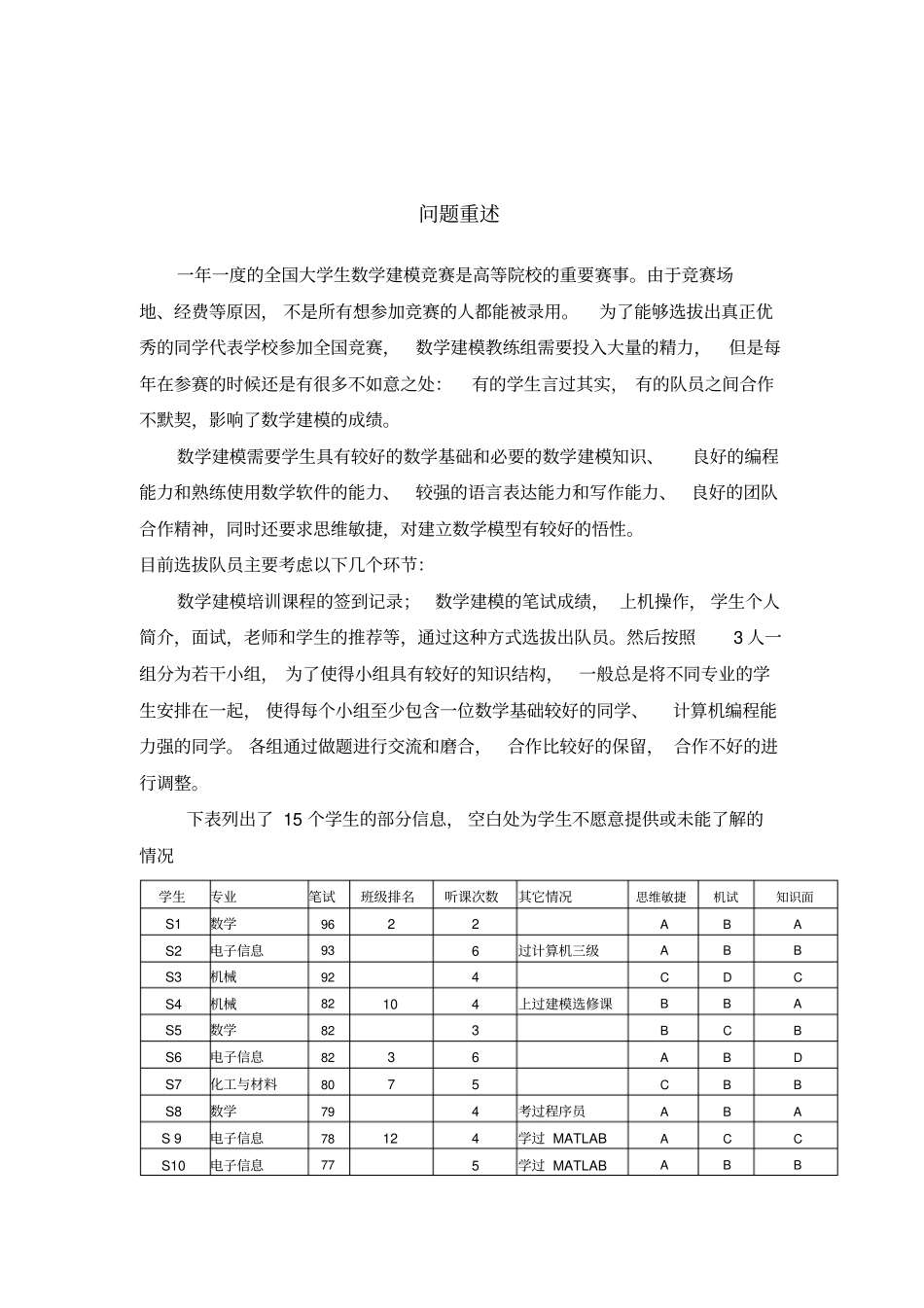 数学建模比赛的选拔问题_第2页