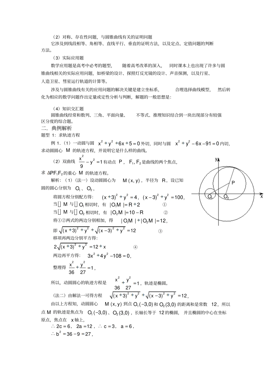 数学曲线方程及圆锥曲线典型例题解析_第2页