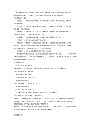 数学模型与数学建模简介