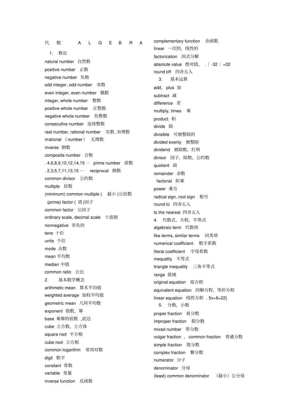 数学英文术语_第1页