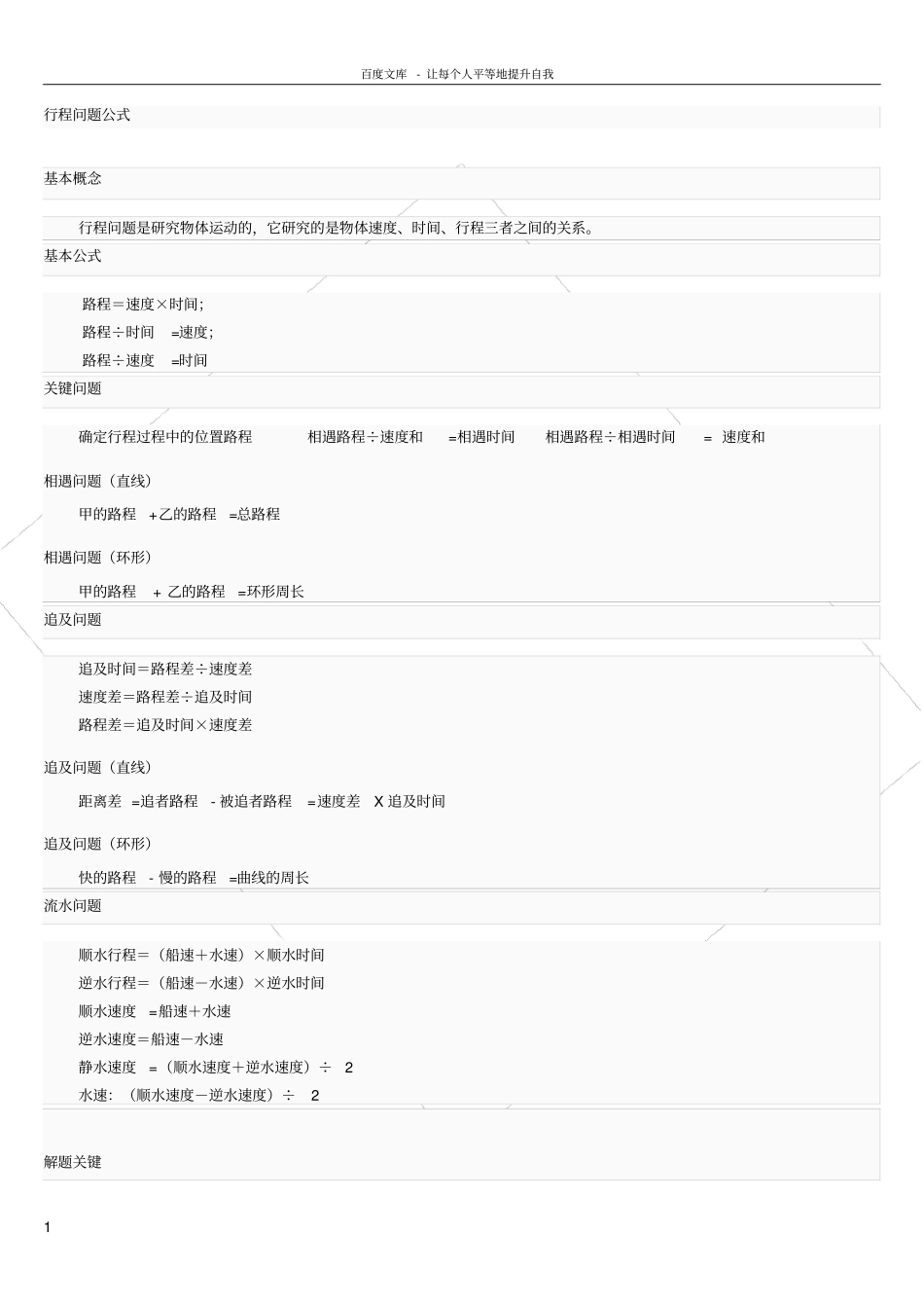 数学行程问题公式大全_第1页