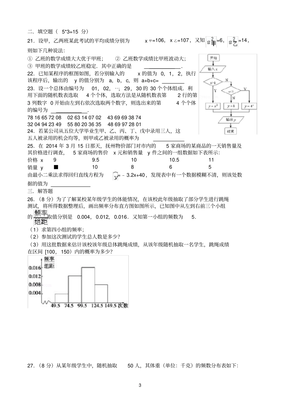 数学高中必修三学业水平考试测试题_第3页