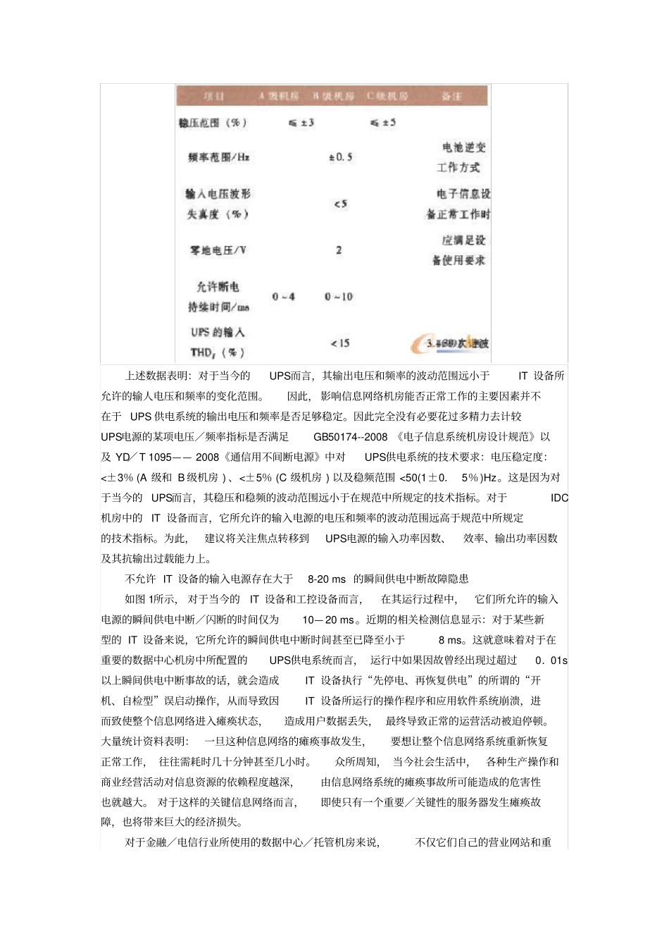 数据中心机房用IT设备对UPS供电系统的技术要求_第2页