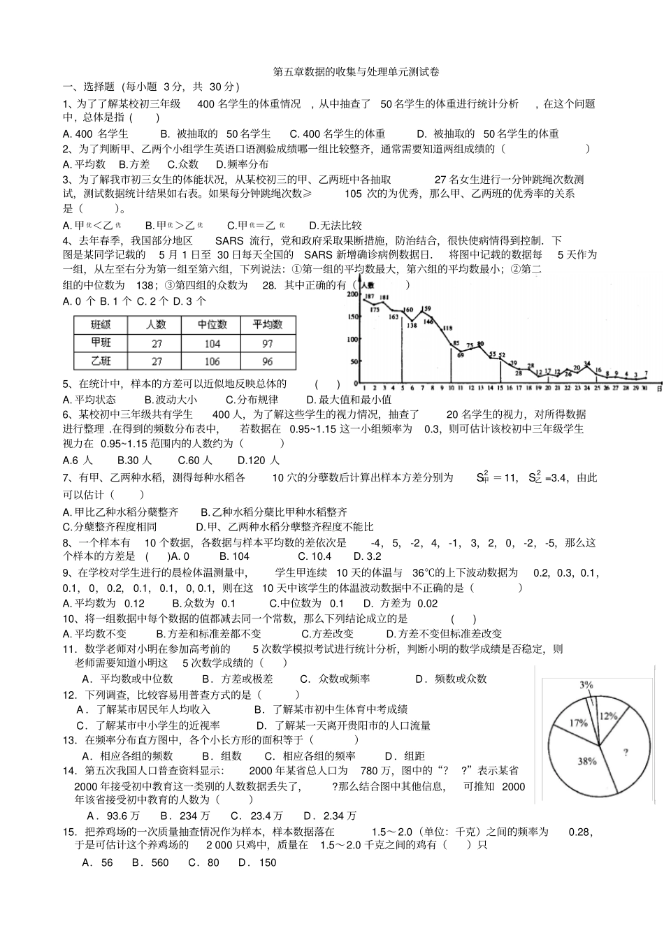 数据收集和处理测试题_第1页