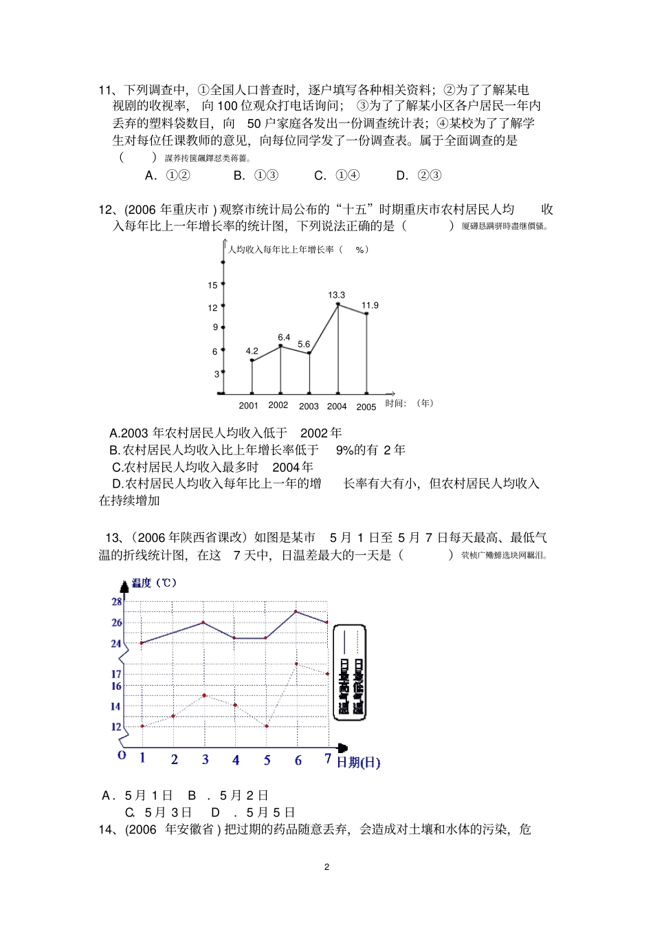 数据的收集与整理专题检测测验二_第2页