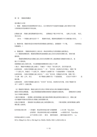 数据结构复习要点汇总版