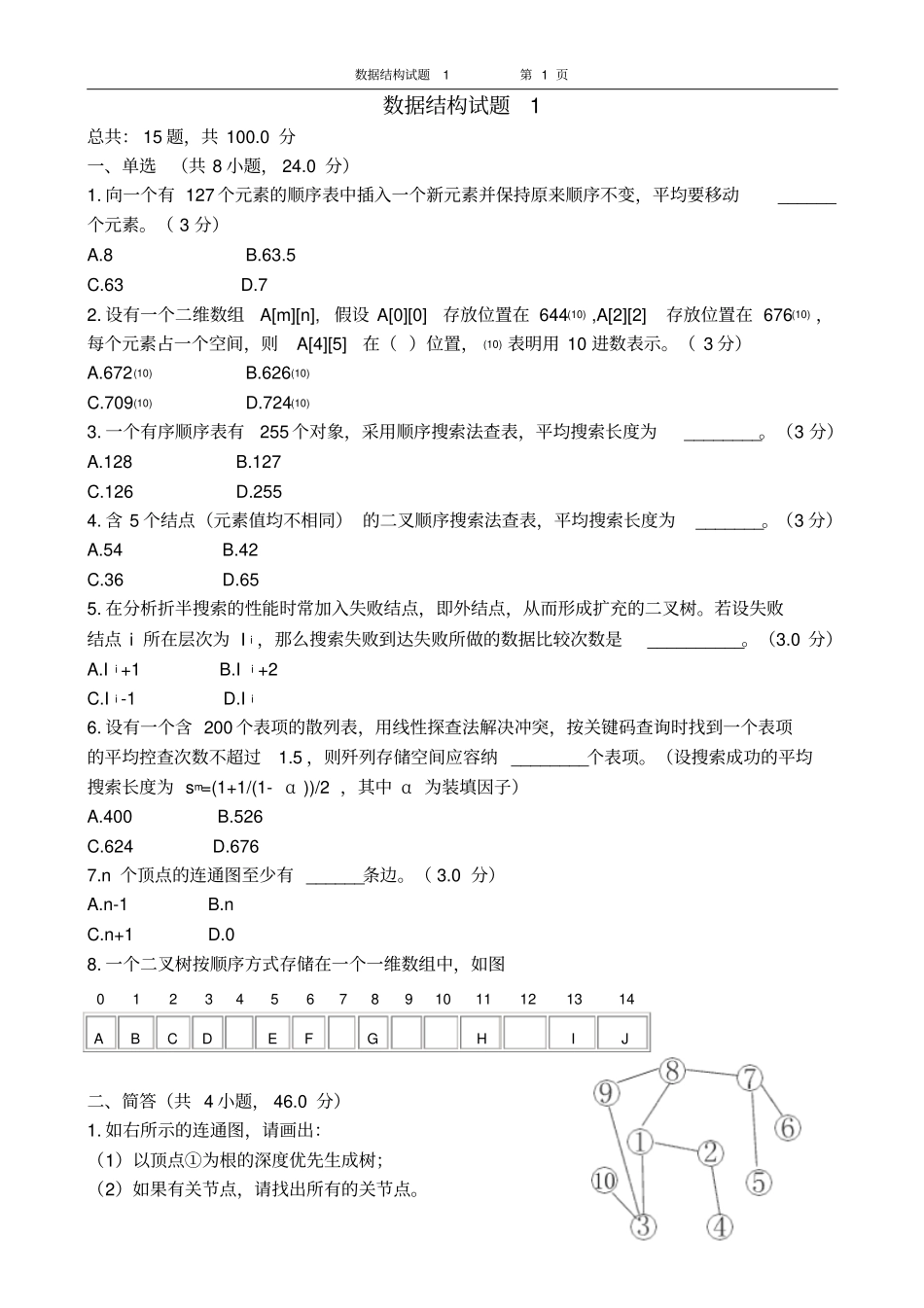 数据结构模拟题1分析_第1页