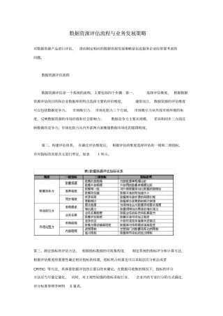 数据资源评价流程与业务发展策略