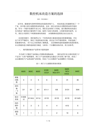 数控机床改造专业技术方案选择