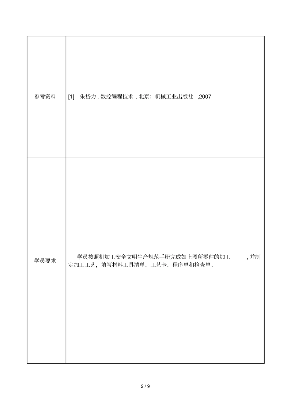 数控车铣复合编程加工任务书三_第2页