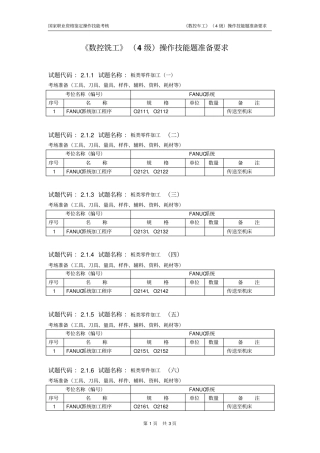 数控铣工操作技能鉴定考试准备要求