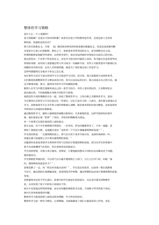 整体性学习策略