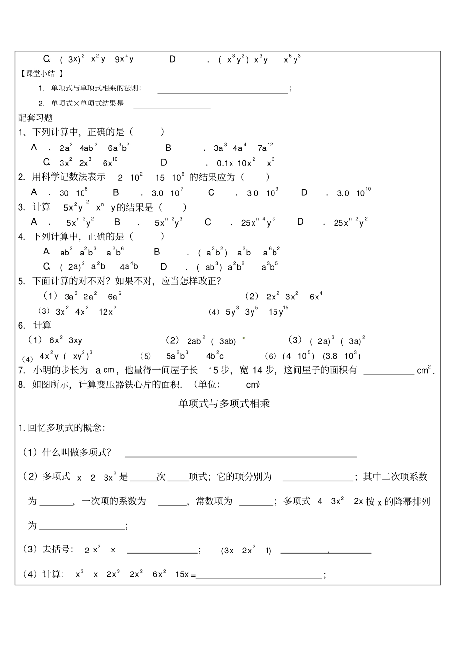 整式的乘法讲义沈上楠_第3页