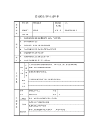 整机检验员职位说明书