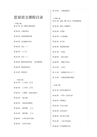 整理思泉大语文6年级的目录
