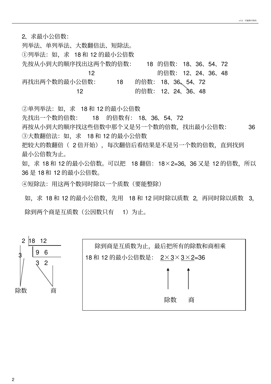 整理求最大公因数和最小公倍数的方法_第2页