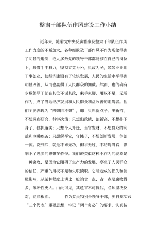 整肃干部队伍作风建设工作小结