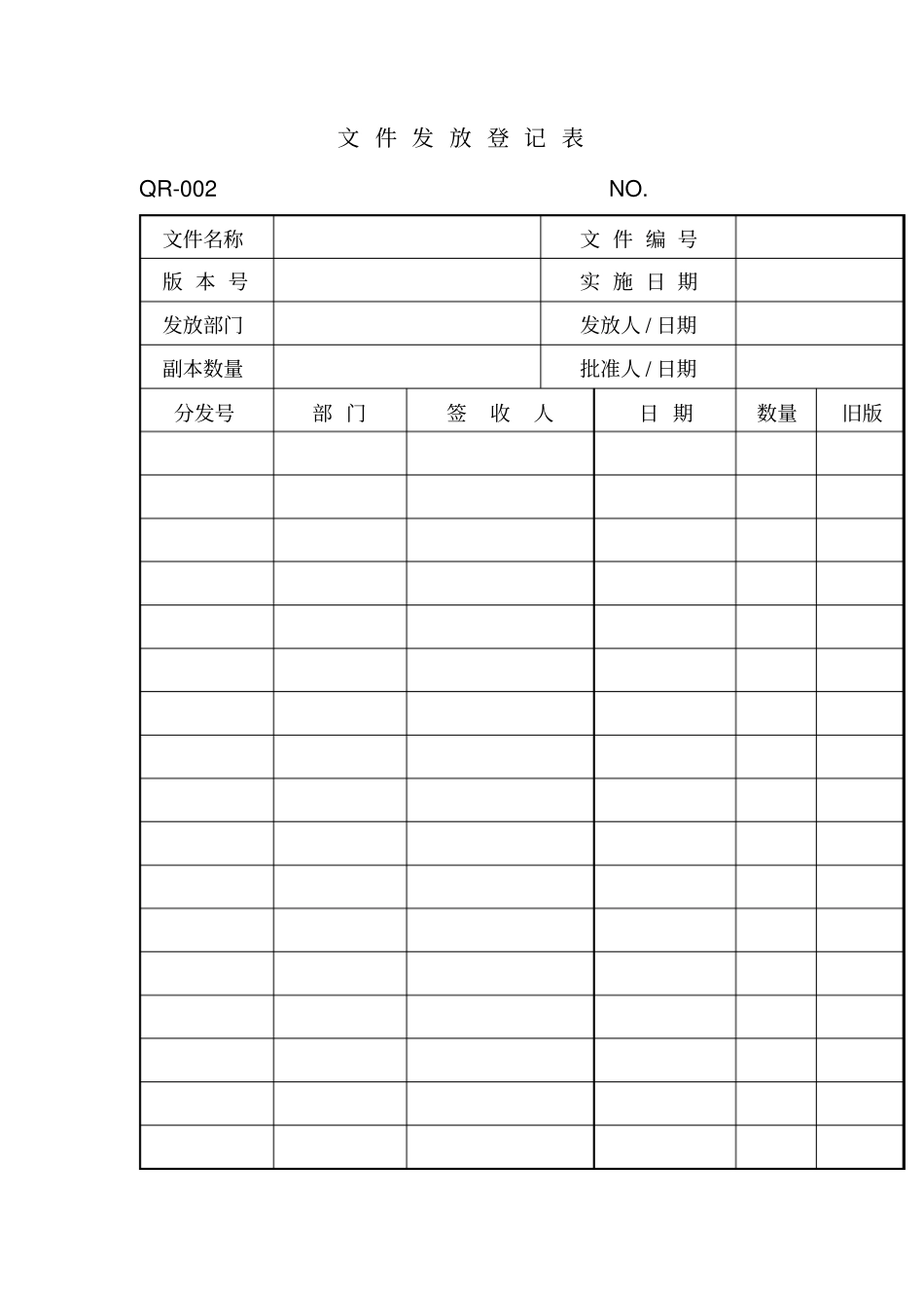 文件发放登记表表格模板、格式_第1页