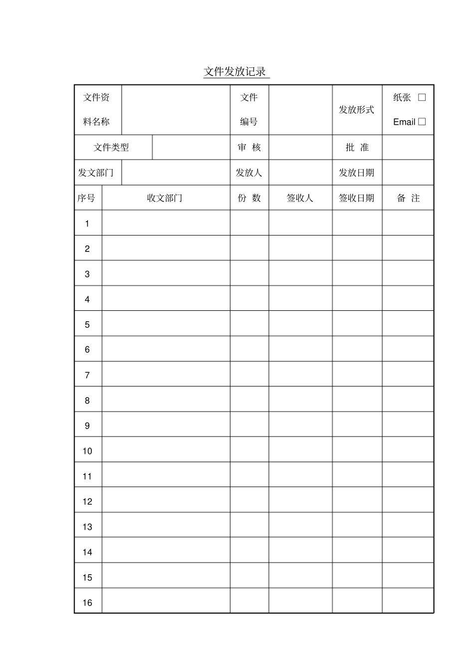 文件发放记录表格_第1页