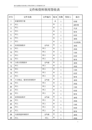 文件和资料领用签收表一二层文件