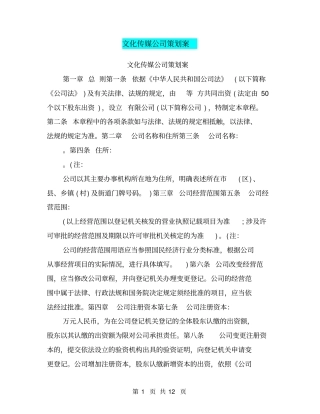 文化传媒公司策划案