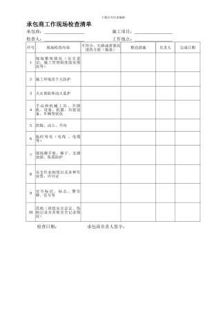 承包商现场安全检查表.