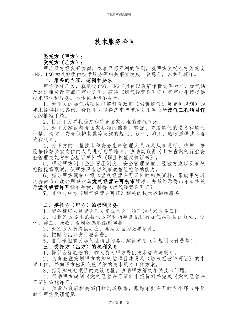 技术服务合同-加气站_第1页