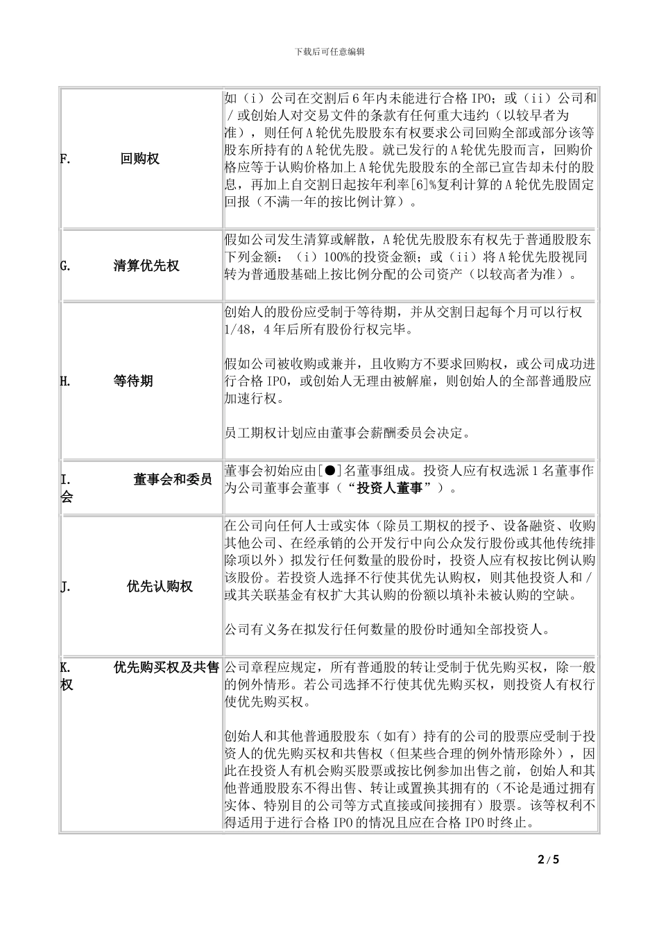投资公司A轮投资简易合同-1_第2页