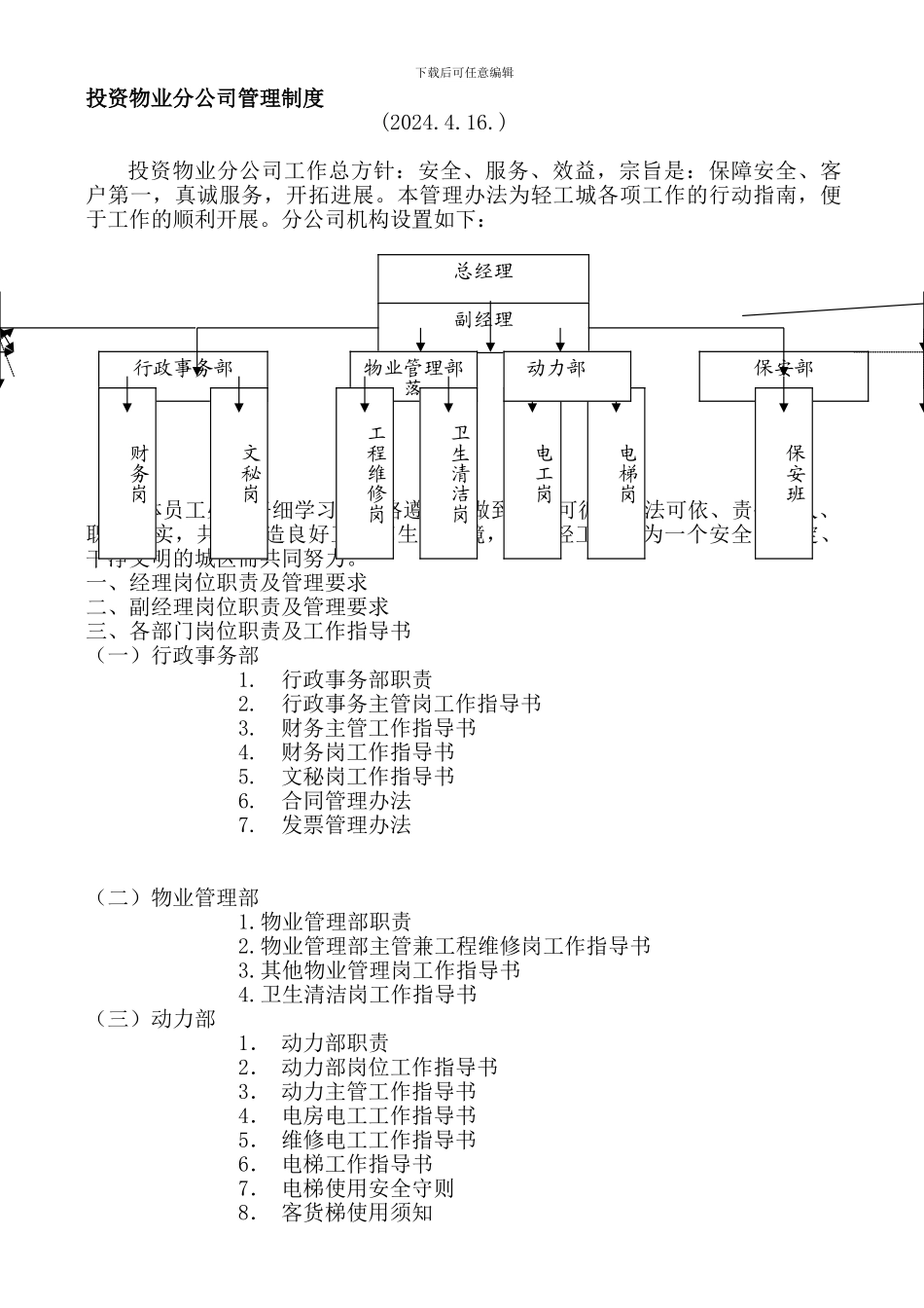 投资物业分公司管理制度_第1页
