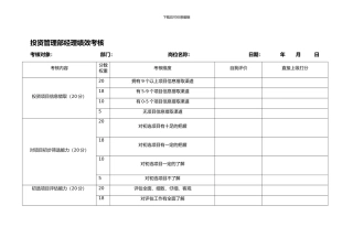 投资管理部绩效考核