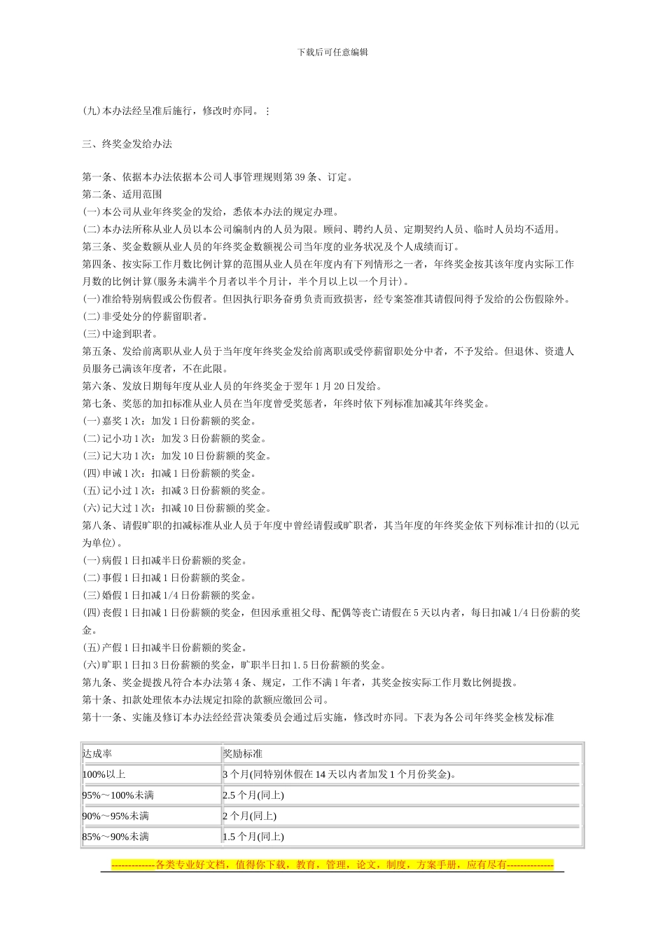 报酬制度案例-奖金管理制度_第2页