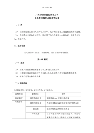 担保业务绩效考核