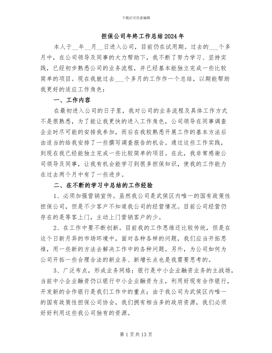 担保公司年终工作总结2024年_第1页