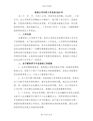 担保公司年终工作总结2024年