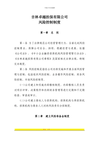 担保公司风险控制制度