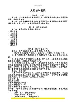 担保公司风险制度即操作规范