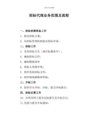 招标代理业务范围及流程