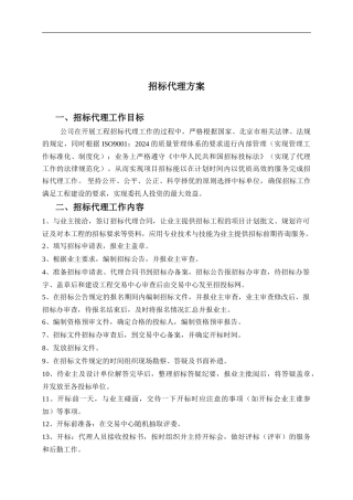 招标代理投标方案